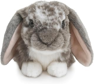 Living Nature Grey Dutch Lop Eared Rabbit Stuffed Animal Plush Toy | Fluffy Soft Toy Gift for Kids | Boys and Girls Doll | Naturli Eco-Friendly | 26 cm