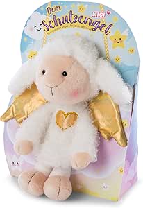NICI Soft toy guardian angel La La Lammie 30cm in gift box – Sheep cuddly toys for girls, boys & babies – Fluffy stuffed animal to cuddle, play & gift – Plush animals, White/Gold