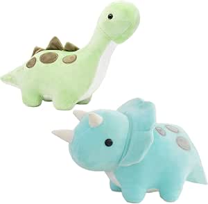 2pcs Dinosaur Stuffed Animals Plush Toy, Cute Triceratops Dino Plush Doll Birthday Gifts for Kids Girls Boys(Tanystropheus+Triceratops,30cm)