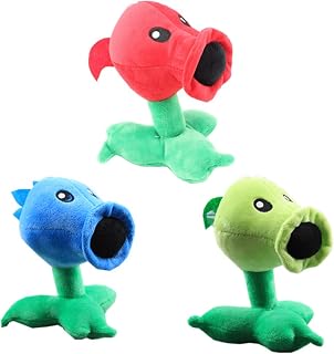 3pcs Peashooter & Ice Peashooter & Red Flaming Pea Plush Toys Set Plants Fruit Soft Stuffed Doll Gift