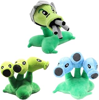 3pcs Gatling Peashooter & Snow Threepeater & Green Threepeater Plush Toys Set Plants Fruit Soft Stuffed Doll Gift