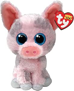 TY Hambo Pig Beanie Boo Regular 14cm - Squishy Beanie Baby Soft Plush Toys - Collectible Cuddly Stuffed Teddy