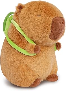 Poptrend Capybara Plush Toy, Cartoon Capybara Stuffed Animal Plush Cute Capybaras Doll with Turtle Pillow Brown Guinea Pig Toys Birthday Gift for Adults Kids (with Turtle)