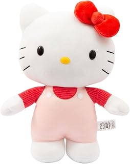 Hello Kitty 12-Inch Medium Plush Toy – Pink Cord T-Shirt and Pink Overalls, Soft and Huggable, for All Ages – Gift-Ready Box Included, Adorable Collectible Plush, Perfect for Cuddling