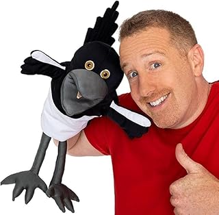 Steve and Maggie Soft Plush Toy, Magpie Plushie Soft Toy, Educational Crow Bird Hand Puppet, Small Stuffed Animal for Toddler Learning Activities and Preschool Learning Activities