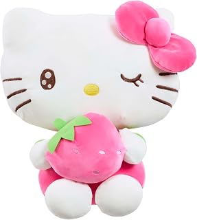 Hello Kitty Macedonia Plush, 16cm Strawberry Soft Toy, Cute in Strawberry-Themed Outfit, Official Licensed Plush for Fans and Collectors, Suitable for Ages 4+