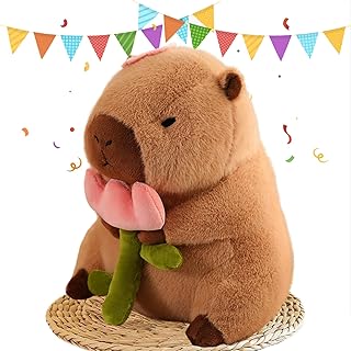 Capybara Plush Toy With Flower Design, Charming Capybara Soft Toy 23cm, Cute Toys Soft Unique Animal For Festival Special Occasions Home Decor Birthday Gift Giving, Age 15+