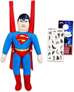 DC ComicsSuperman Plush BackpackSet - Bundle with 16" Superman Plush Doll with Carrying Straps, Stickers, and More | Man of Steel Gifts