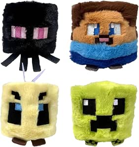 TY Minecraft 4-Pack Bouncers – Enderman, Steve, Bee, and Creeper – Soft Plush Toys for Kids – Bouncy Cuddly Toy Set – Collectible Interactive Plush