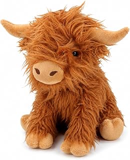 HENBRANDT Highland Cow Plush Toy 23cm, Soft Fluffy Scottish Cow Teddy