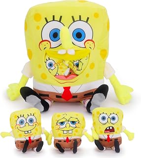 46cm (18”) SpongeBob SquarePants Plush Soft Toy Set - Large Soft Toy Figure with 3 Mini Characters Inside - Ages 3+