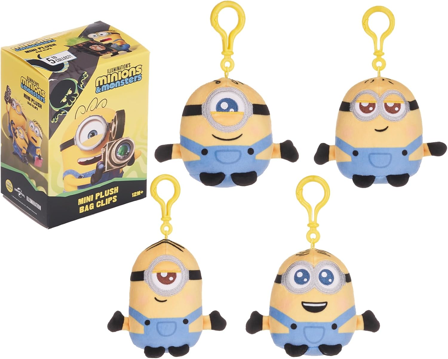 Minions & Monsters Movie 4.5"/11.5cm Surprise Blind Box Minions Soft Plush Bag Clip Charm Toy